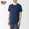 无印良品 MUJI 男式 莱赛尔 圆领 短袖T恤 男士男款 藏青色 L (175/100A)