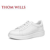 THOM WILLS 威世 ThomWills男鞋真皮小白鞋男内增高厚底头层牛皮百搭休闲板鞋夏季