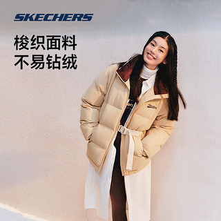 斯凯奇面包羽绒服Skechers户外运动男女立领保暖外套 爱尔兰奶油色/028R M