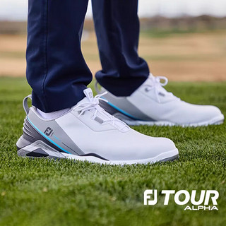 FootJoy高尔夫球鞋男士全新Tour Alpha属性轻便可拆卸鞋钉稳定男 白灰色55506（鞋带） 42码