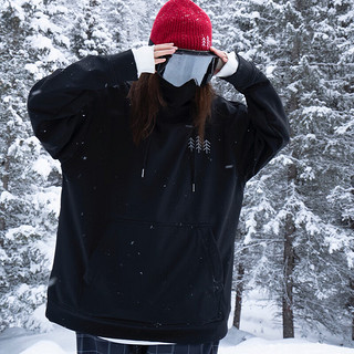 AWKA 单板滑雪服女冬季卫衣连帽男加厚防寒保暖滑雪运动防水上衣女潮 黑色 XL