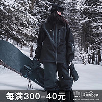 AWKA滑雪服女款男士美式小众专业外套防水单板夹克户外雪地上衣 黑色 S