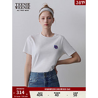 Teenie Weenie小熊女装2024春季休闲简约徽章刺绣短袖T恤白色 白色 175/XL