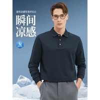 七匹狼桑蚕丝长袖T恤男装polo2024时尚通勤百搭凉感竖条提花休闲t恤 005(浅灰) 185/100A/XXXL