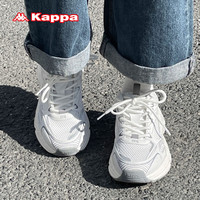 KAPPA卡帕女鞋老爹鞋女2024春季鞋子女百搭休闲运动鞋轻便软底跑鞋 经典白/鲨鱼灰 43