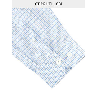 CERRUTI 1881男装早春商务休闲纯棉格纹长袖衬衫男C4839EI121 浅蓝 39