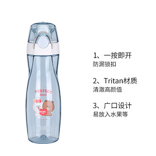 膳魔师THERMOS塑料杯小蛮腰夏季运动便携随手杯Tritan太空杯旅行杯子 TCSA系列 LNBL蓝色布朗熊500ml