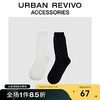 URBAN REVIVO2024春季男士堆堆袜百搭袜子两双装UAMA40033 多色 F