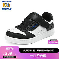 SKECHERS 斯凯奇 儿童休闲低帮板鞋男童龙年休闲鞋子红色新年运动鞋405638L 黑色/白色/BKW 37