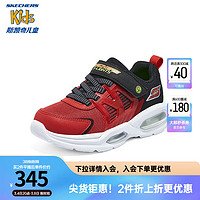 斯凯奇（Skechers）红色新年男童闪灯鞋舒适气垫休闲鞋中大童运动鞋子400090L 红色/黑色/RDBK 39码