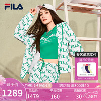 FILA斐乐【杨幂同款】女士梭织外套2024春新款休闲宽松撞色连帽上衣 满印二-ZB 1