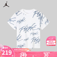NIKE JORDAN 耐克AJ童装纯棉印花短袖T恤2024夏季儿童舒适上衣 纯白色 120/60(6)