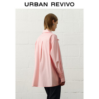 UR2024春季女装法式设计感折叠领长袖开襟衬衫UWG240033 浅粉色 M