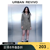 UR2024春季新款女装双拉链连帽抽绳短款修身S型连衣裙UWV740016