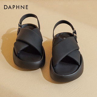 达芙妮（DAPHNE）超厚软底沙滩凉鞋女2024夏季新款百搭配裙子设计感舒适休闲凉鞋女 黑色 37
