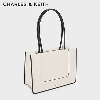 CHARLES&KEITH24春大容量通勤手提包牛仔托特包女CK2-31200033 Cream奶白色 L