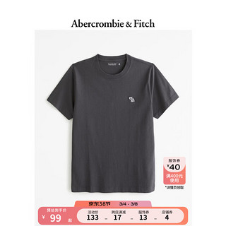 ABERCROMBIE & FITCH男装女装装 24春夏小麋鹿纯色圆领短袖T恤 358206-1 深灰色 XL (180/116A)