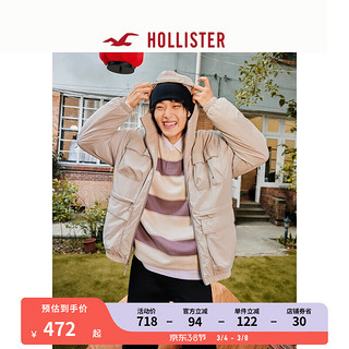 HOLLISTER抓绒保暖户外风全天候抗风连帽夹克外套 男 355983-1 浅棕色 M (180/100A)