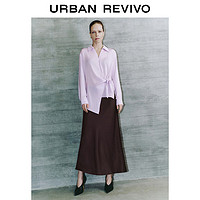 URBAN REVIVO UR2024春季女装法式气质通勤不规则系带罩衫衬衫UWG240058 丁香紫 XL