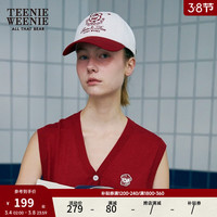 Teenie Weenie小熊2024年撞色棒球帽出游穿搭白色帽子鸭舌帽女早春 红色 FRE