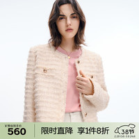 伊芙丽（eifini）伊芙丽蝴蝶纱流苏设计精致大气小香风短外套2024春季休闲外套 米白 170/92A/XL