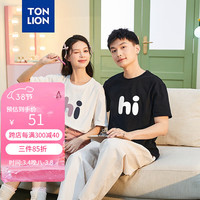 唐狮 TONLION2024夏季情侣前胸图案圆领短袖T恤