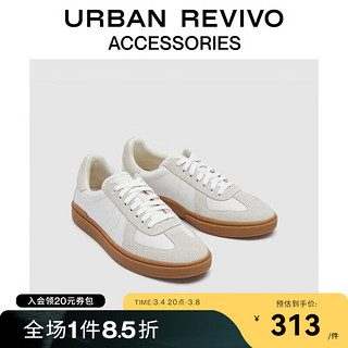 URBAN REVIVO2024春季男士复古休闲德训运动鞋UAMS40009 米白 / 浅灰 44