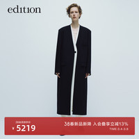edition【P系列】2024春美丽诺羊毛长款无领女绅士西装外套 黑色 L/170