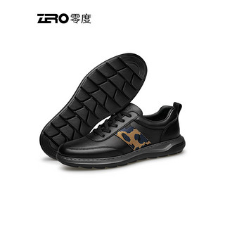 ZERO 零度男鞋2024春夏羊皮透气柔软舒适拼接百搭日常休闲轻便户外板鞋 黑色 41