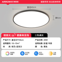 ARROW箭牌照明吸顶灯led卧室灯具全屋客厅灯饰阳台过道餐厅现代简约 墨黑-40公分45瓦三色分段