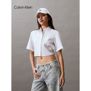 Calvin Klein Jeans24春夏女士撞色提花织带时尚百搭短款衬衫J223334 YAF-月光白 L