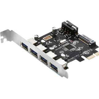 DIEWU usb3.0扩展卡PCI-E转USB3.0转接卡台式机usb3.0HUB集线卡高速稳定 txb161-USB3.0 PCIE-t4双供电