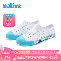 native春夏像素时代洞洞鞋沙滩溯溪涉水鞋男女凉鞋 白色像素沿条香槟蓝 44