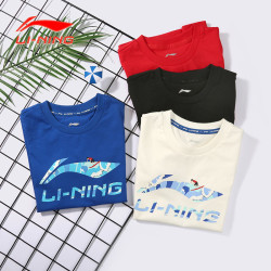 lining李宁儿童短袖t恤2022春夏新款男童半袖中大童棉质透气圆领上衣