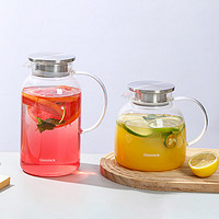 Glasslock耐热玻璃杯带把家用冷水壶高硼硅大容量凉水壶花茶果汁水壶 透明 1800ml 1只