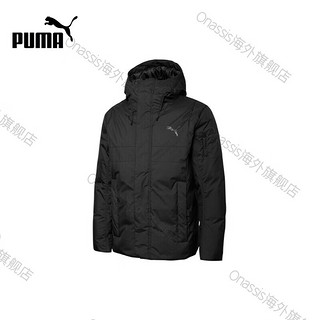彪马（PUMA） Logo纯色连帽羽绒服 冬季 男款 黑色 黑色 L