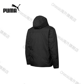 彪马（PUMA） Logo纯色连帽羽绒服 冬季 男款 黑色 黑色 L