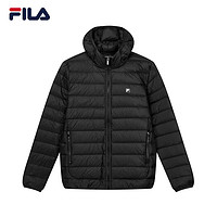 斐乐（FILA）男轻薄保暖外套防风连帽休闲运动上衣羽绒服 正黑-BK 175/96A/L