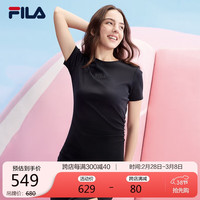 FILA 斐乐女子微弹修身针织连衣裙2024夏时尚休闲裙