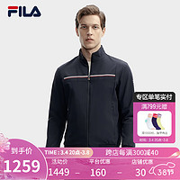 FILA 斐乐男士针织长袖外套2024春休闲时尚基础立领上衣 传奇蓝-NV 165/88A/S