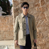 雅戈尔(YOUNGOR)风衣男翻领单风衣锦纶耐穿舒适透气男士上衣外套 GYDF424995YQA卡其 175/96A