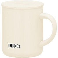 THERMOS 膳魔师 不锈钢马克杯保温简约可爱带盖牛奶杯咖啡杯 JDG-351C MWH 350ml