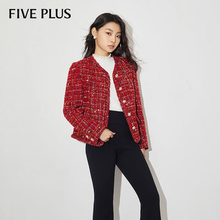 5+FIVE PLUS【新年】红色小香风短外套女2024春季女装上衣 120大红 M