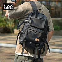 Lee潮牌双肩包男大容量书包初中高中大女户外旅游背包电脑包黑色
