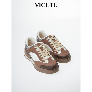 威可多（VICUTU）男士休闲鞋时尚运动风商务百搭棕色皮鞋VRW23395559 棕色 43