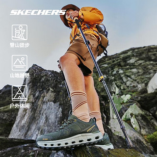 斯凯奇Skechers云海 2024春男女款户外徒步登山鞋缓震运动鞋 绿色/GRN(男) 39.5