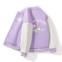 贵人鸟女童休闲运动针织外套春季洋气儿童开衫卫衣中大童棒球服 紫色 130