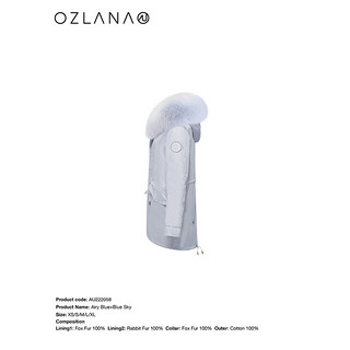 ozlana秋冬皮草派克服内胆可拆卸狐狸毛外套女时尚年轻款 AU222058 雾霾蓝+蓝色星空 S