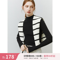 FANSILANEN范思蓝恩22FS4132半高领打底衫女秋冬修身内搭叠穿长袖针织衫上衣 黑色 S