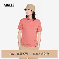 AIGLE艾高短袖POLOT恤2024年春夏户外休闲运动时尚男士上衣 红木色 AV336 L(180/96A)